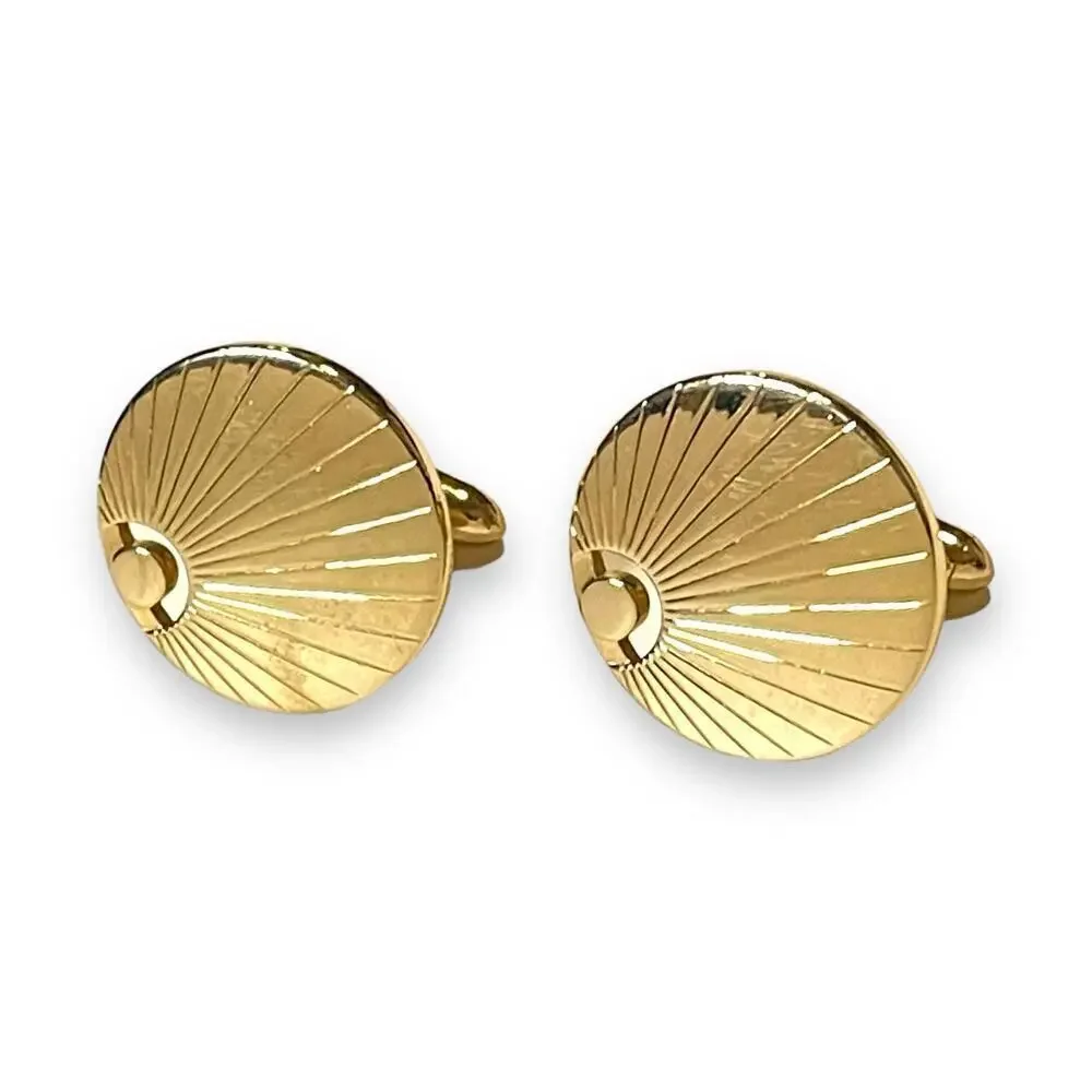 Vintage Swank Cufflinks and Tie Bar Mens Gold Tone Shell Design Set